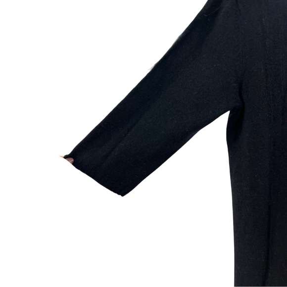 J Jill wool blend black sweater dress L viscose tunic 3/4 sleeve office fall - Picture 3 of 10